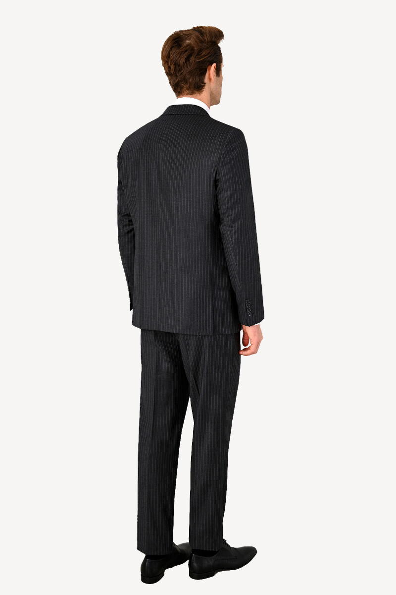 Erkek Regular Fit Çizgili Takım Elbise - 5