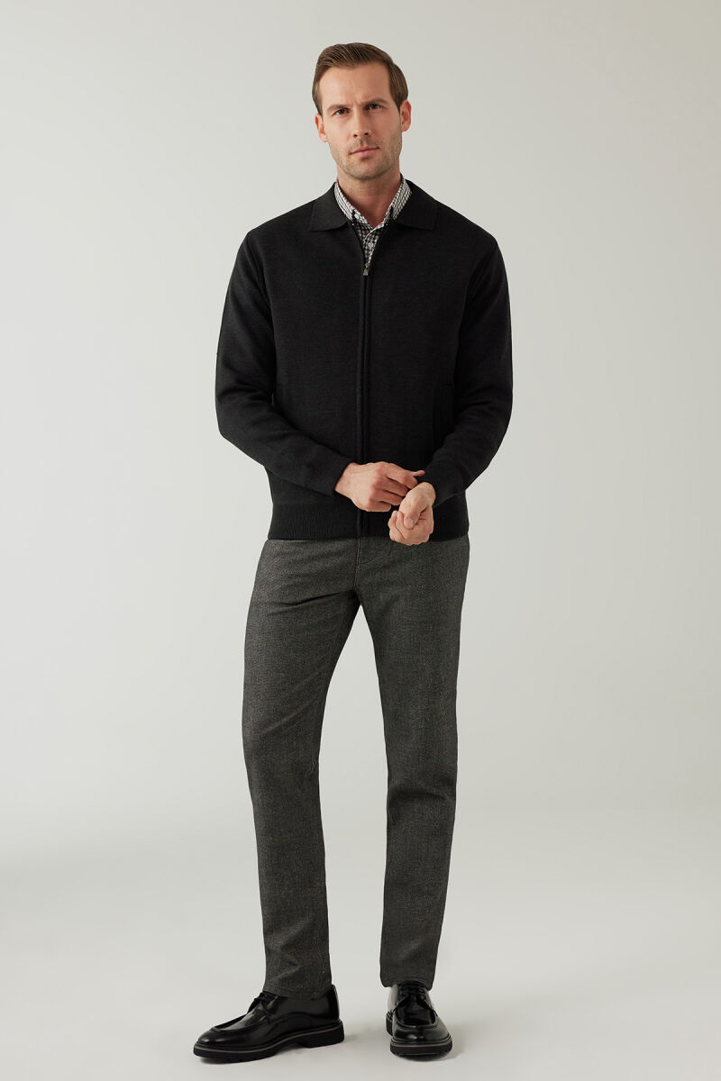 Erkek Regular Fit İçi Astarlı Fermuarlı Triko Hırka - 3