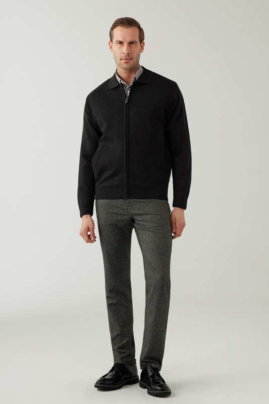 Erkek Regular Fit İçi Astarlı Fermuarlı Triko Hırka