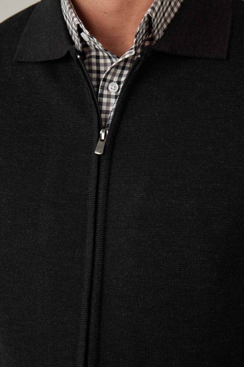 Erkek Regular Fit İçi Astarlı Fermuarlı Triko Hırka - 6