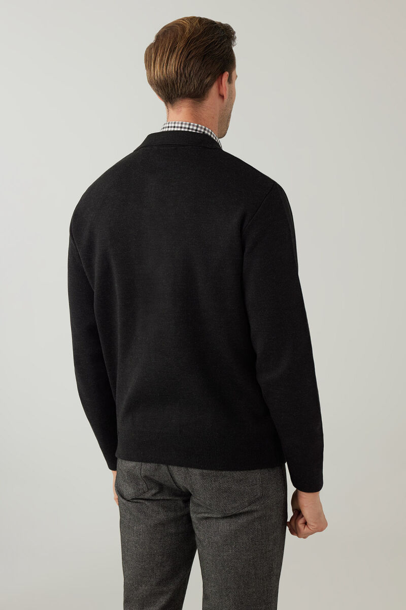 Erkek Regular Fit İçi Astarlı Fermuarlı Triko Hırka - 8