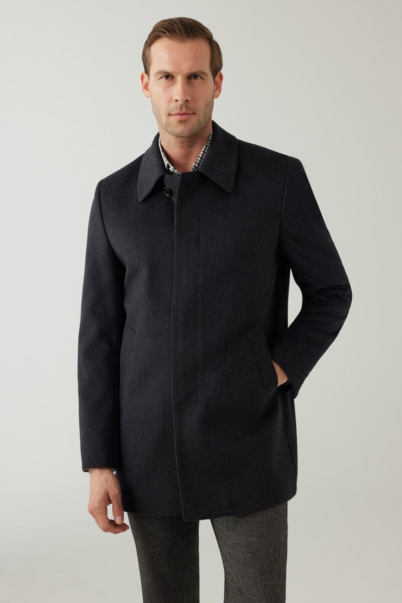 Erkek Füme Regular Fit Kaşmir Kısa Kaban - 1