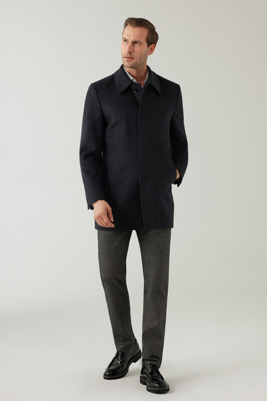 Erkek Füme Regular Fit Kaşmir Kısa Kaban