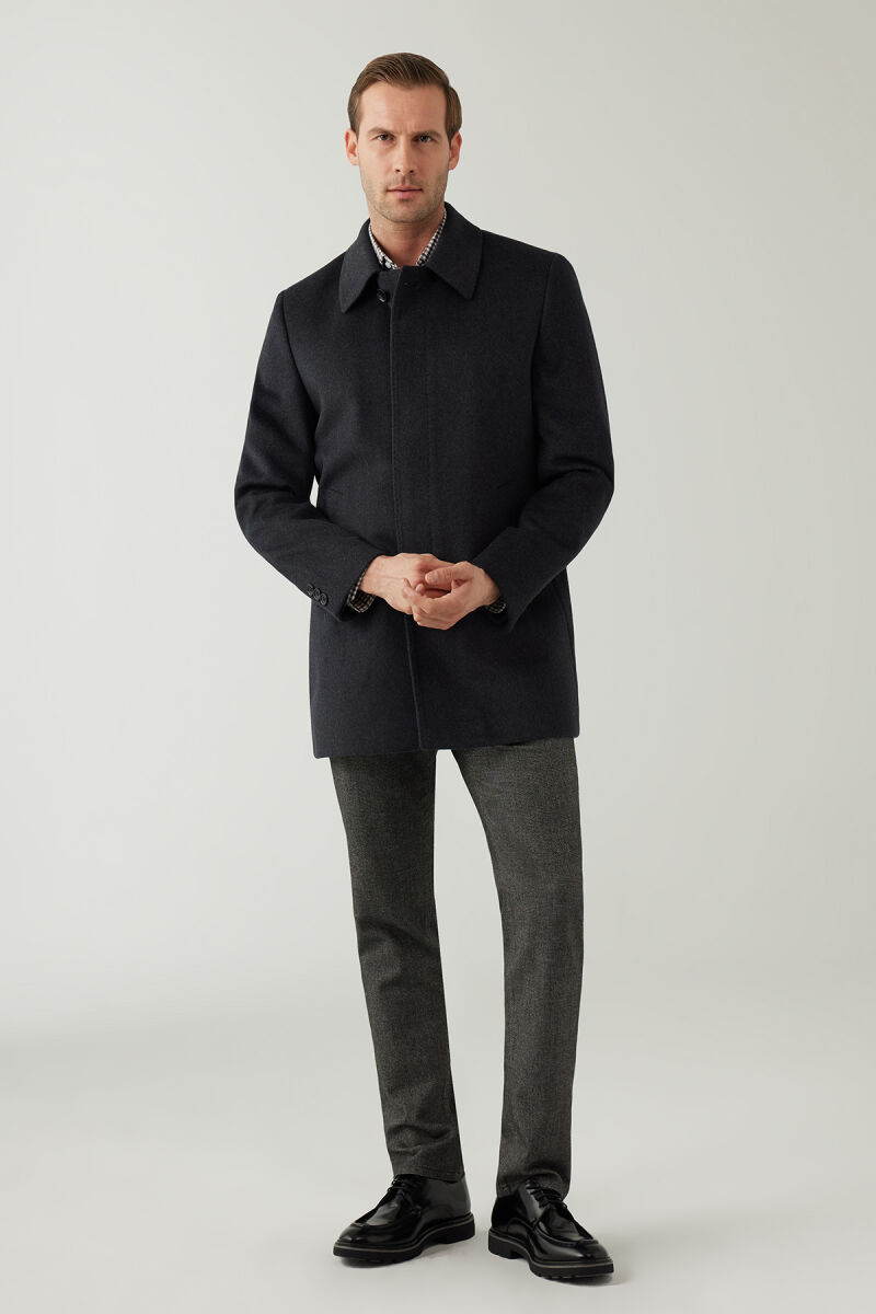 Erkek Füme Regular Fit Kaşmir Kısa Kaban - 4