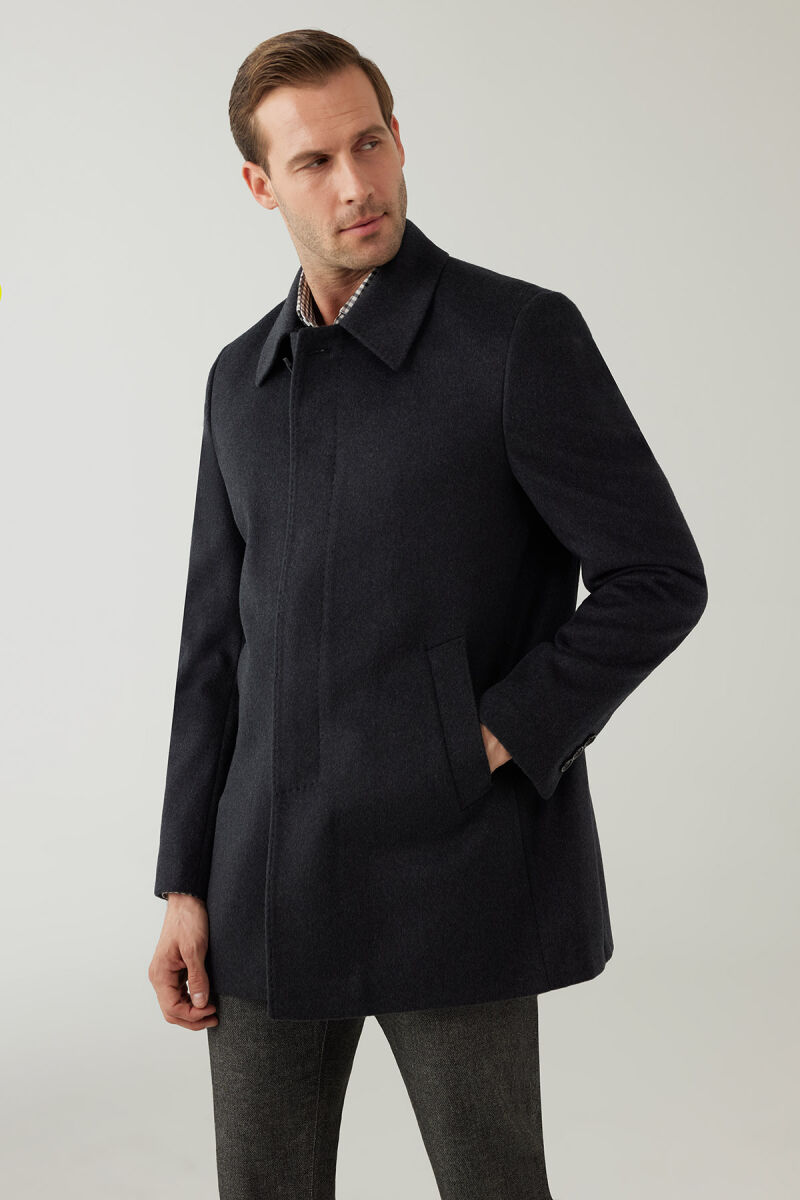 Erkek Füme Regular Fit Kaşmir Kısa Kaban - 5