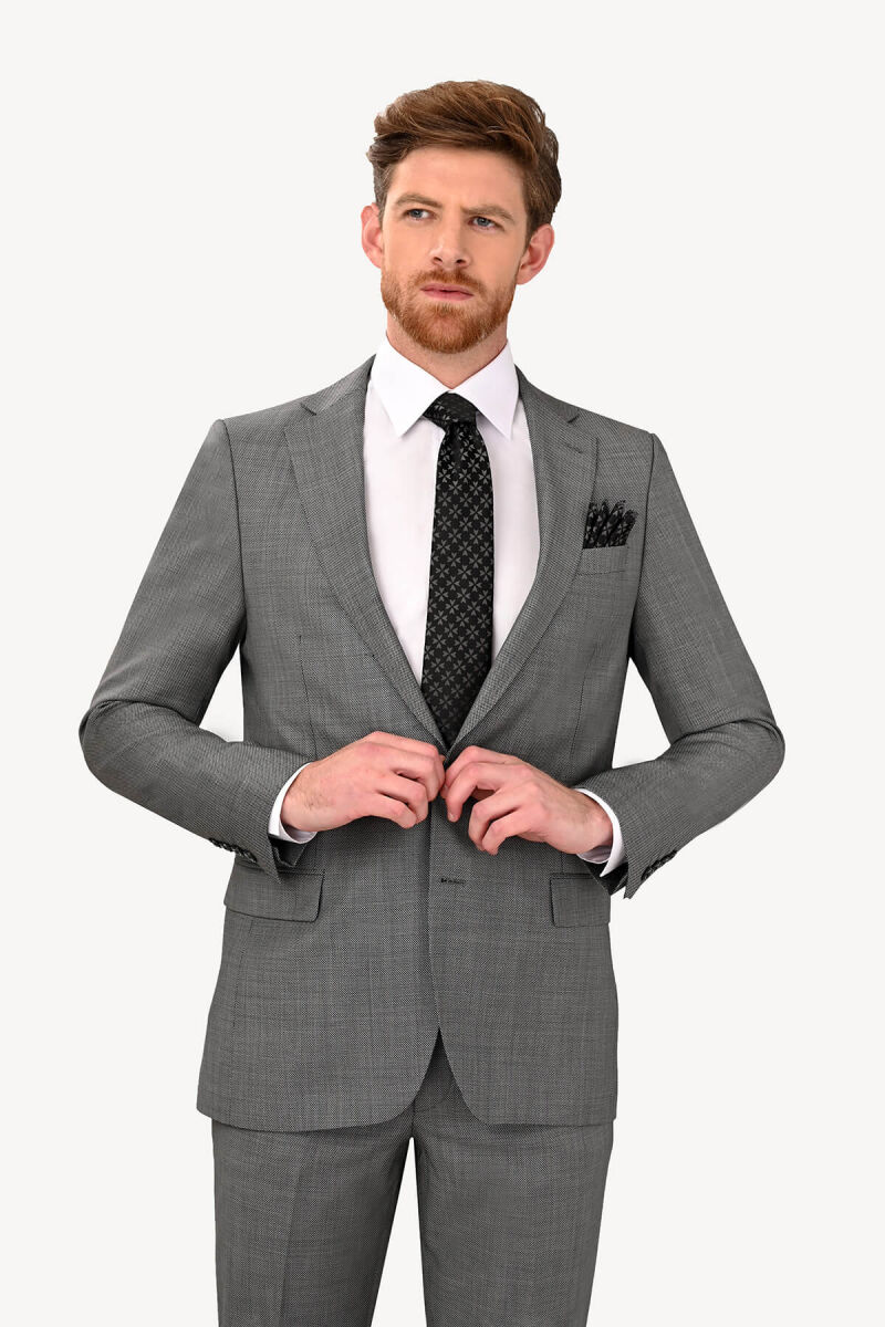 Erkek Regular Fit Klasik Desenli Takım Elbise - 2