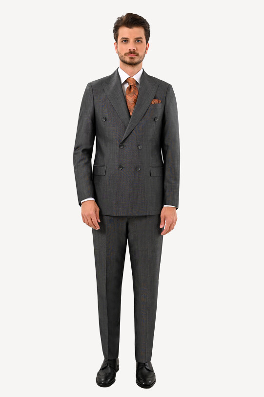 Erkek Regular Fit Kruvaze Takım Elbise
