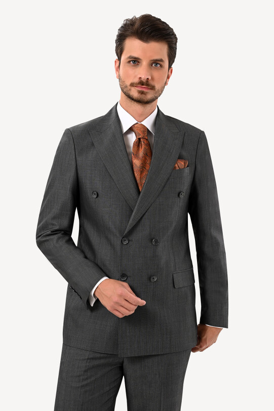 Erkek Regular Fit Kruvaze Takım Elbise