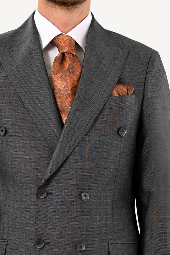 Erkek Regular Fit Kruvaze Takım Elbise
