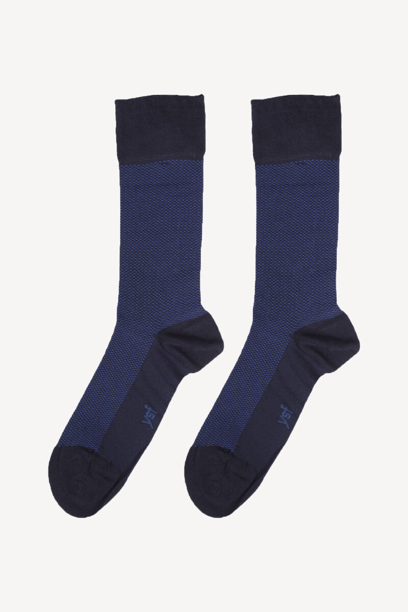 Erkek Saks Mavisi Erkek Desenli Dikişsiz Bambu Çorap - 2