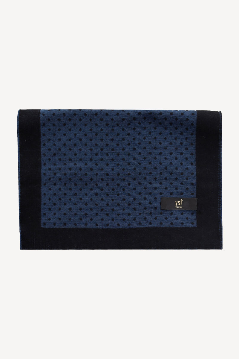 Erkek Saks Mavisi Noktalı Desen Kaşkol - 1