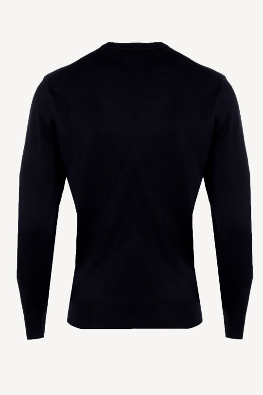 Erkek Siyah Bisiklet Yaka Klasik Triko