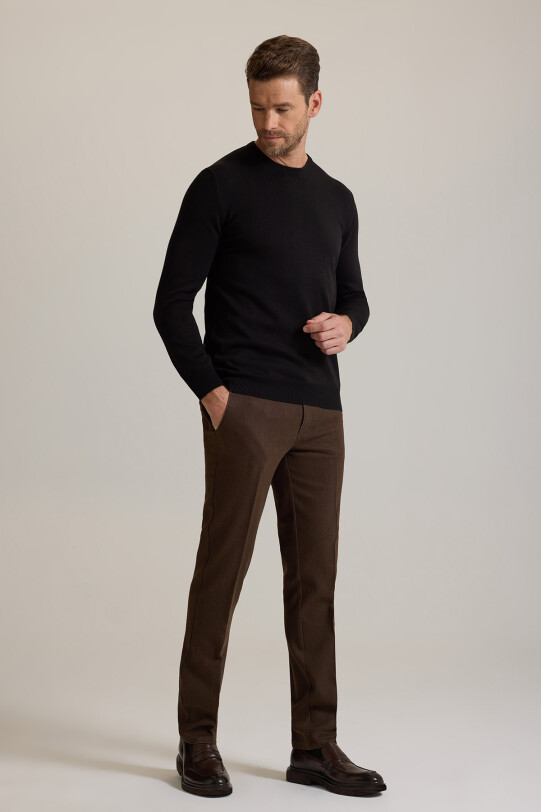 Erkek Siyah Bisiklet Yaka Triko