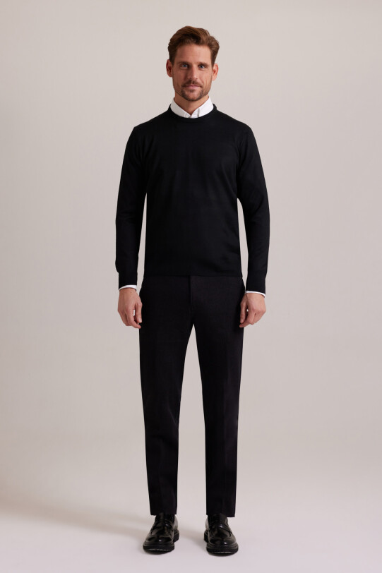 Erkek Siyah Bisiklet Yaka Triko