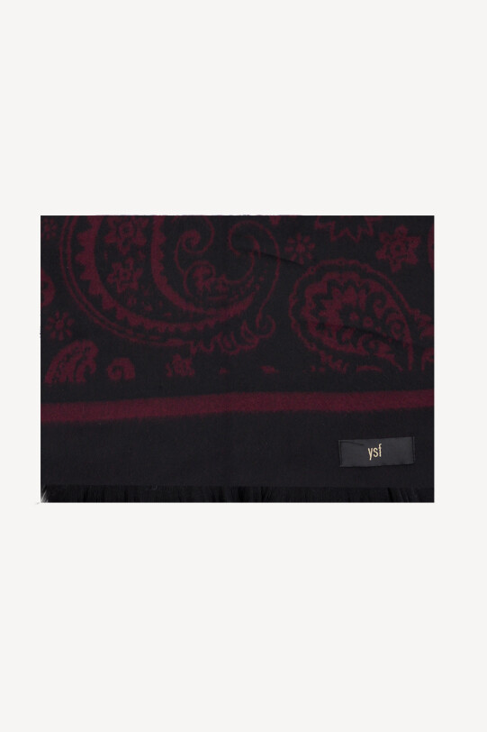 Erkek Siyah Bordo Desenli Kaşkol - YSF