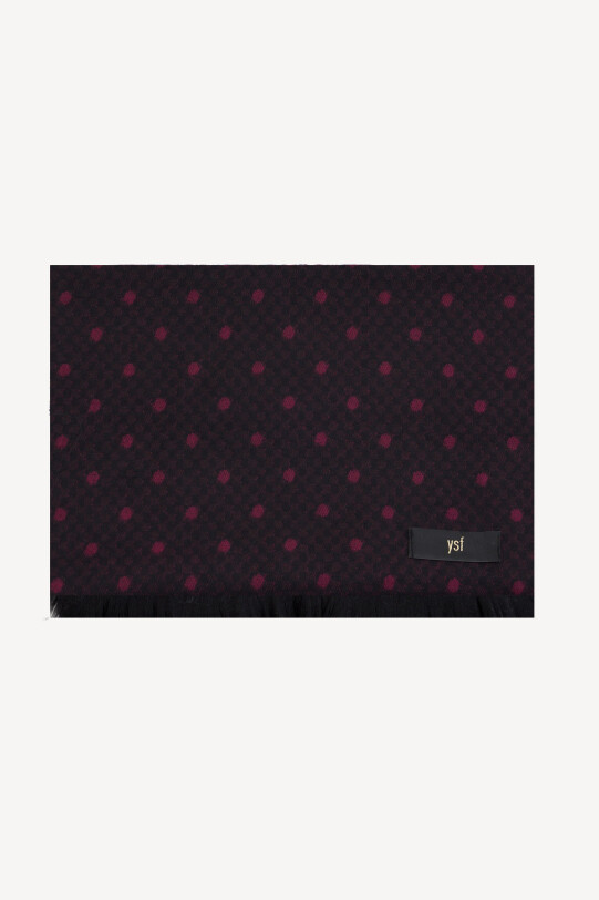 Erkek Siyah Bordo Puantiye Desenli Kaşkol - YSF