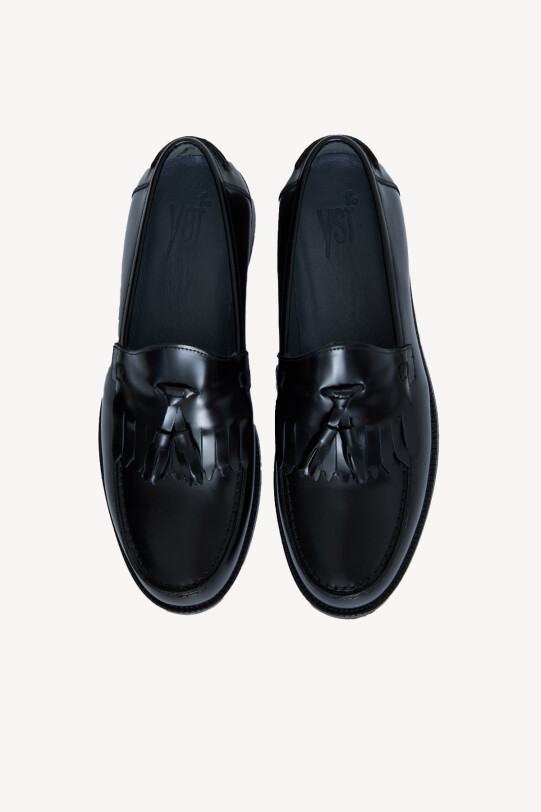 Erkek Siyah Casual Rugan Deri Püsküllü Ayakkabı