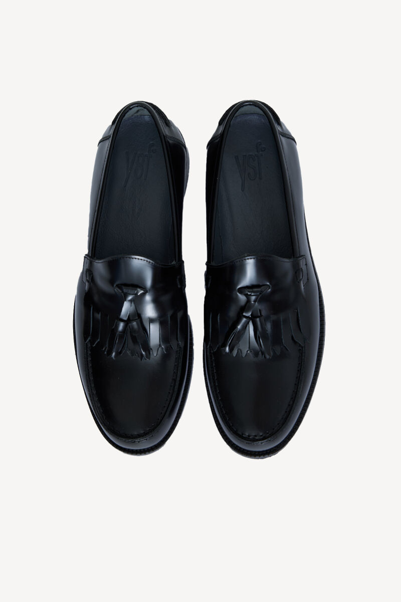 Erkek Siyah Casual Rugan Deri Püsküllü Ayakkabı - 3