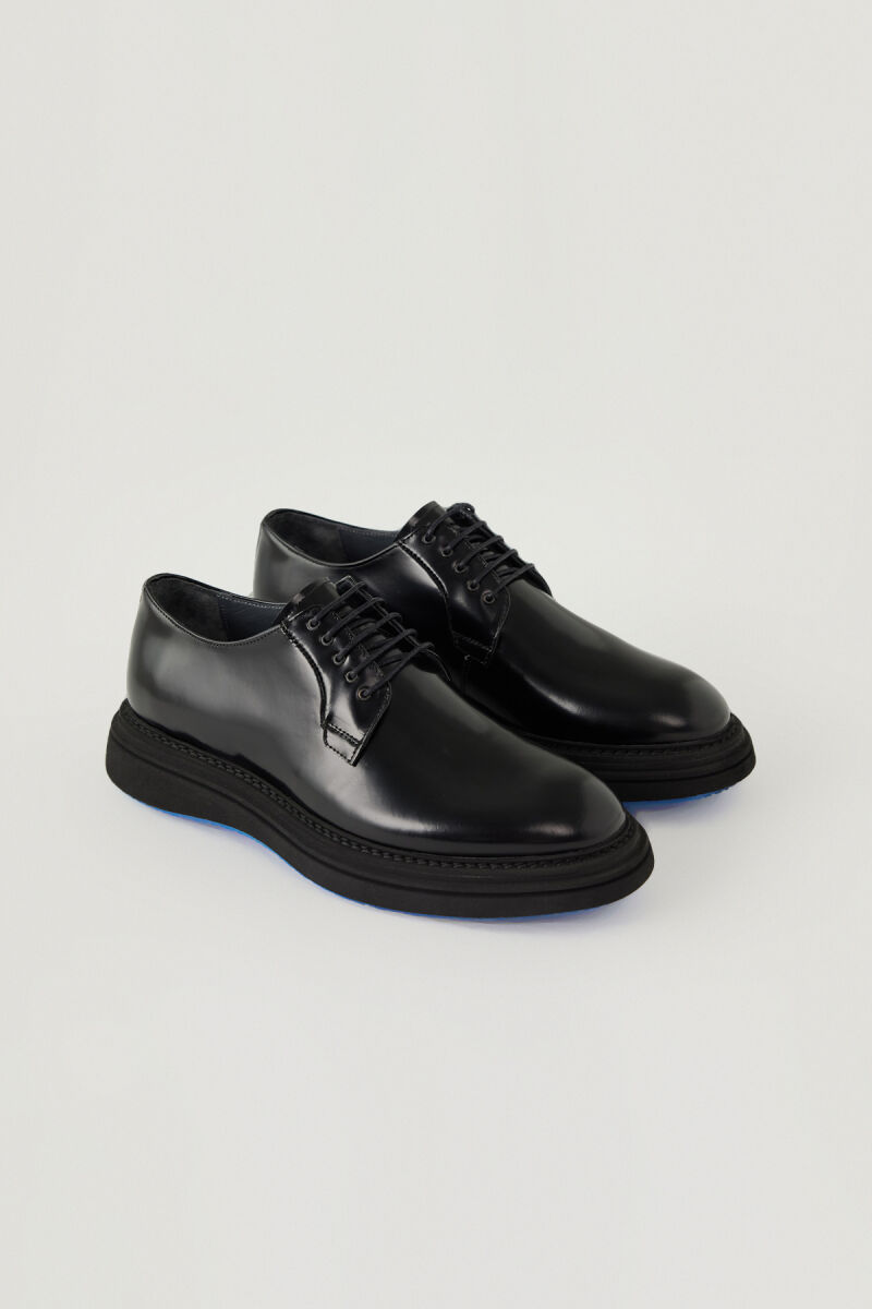Erkek Siyah Deri Bağcıklı Ayakkabı - 2