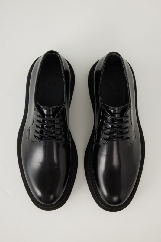 Erkek Siyah Deri Bağcıklı Ayakkabı
