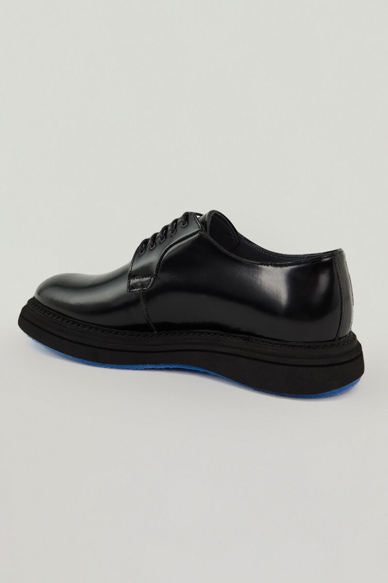 Erkek Siyah Deri Bağcıklı Ayakkabı - 4