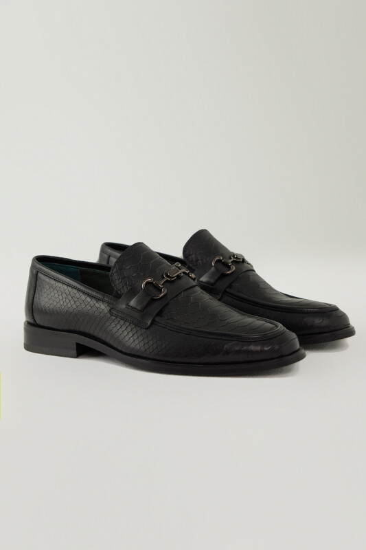 Erkek Siyah Deri Hafif Tabanlı Klasik Loafer
