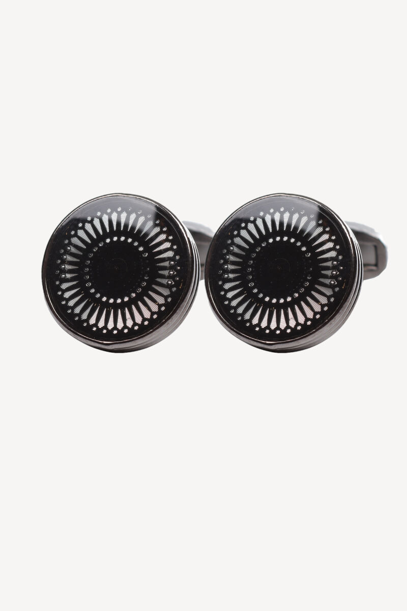 Erkek Siyah Desenli Kol Düğmesi - 1