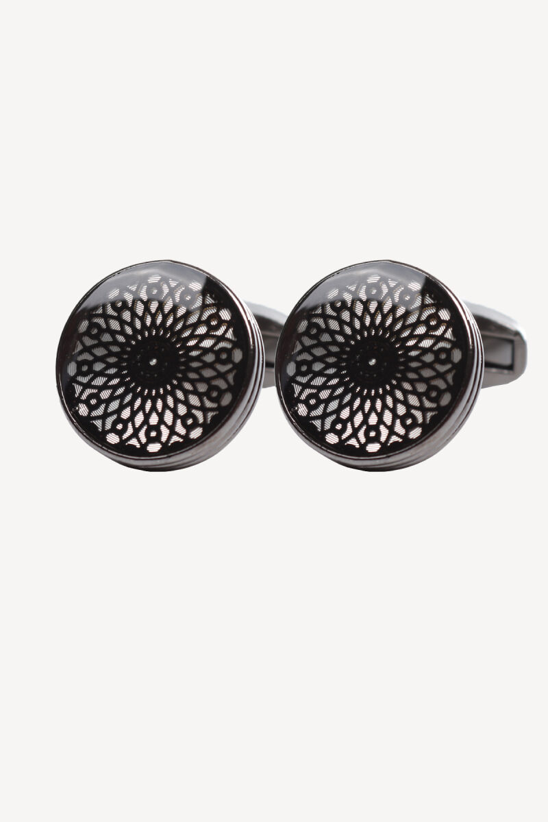 Erkek Siyah Desenli Kol Düğmesi - 1