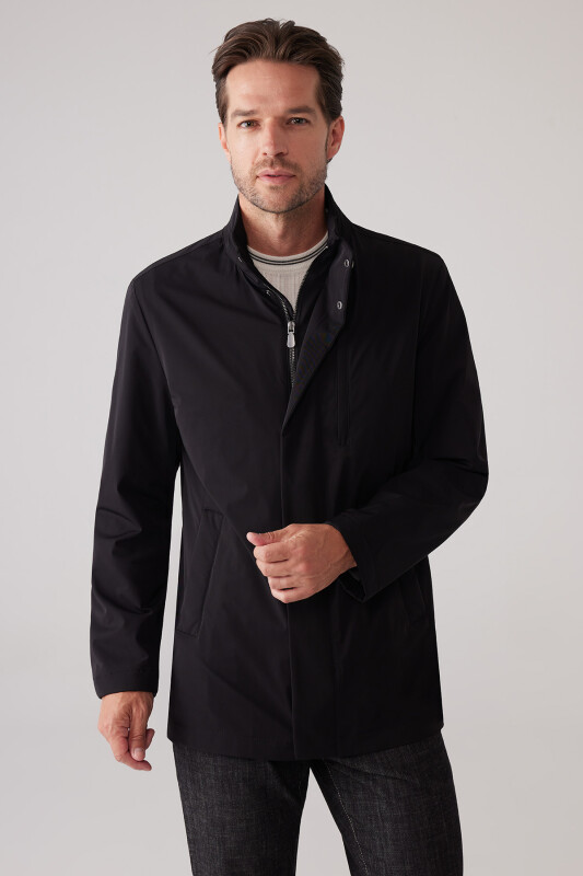 Erkek Siyah Regular Fit Dik Yaka Yazlık Mont