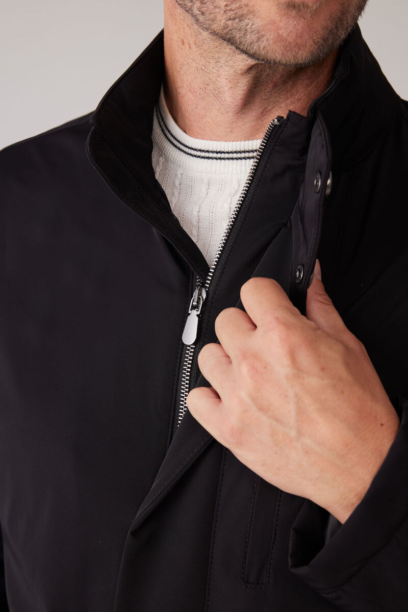 Erkek Siyah Regular Fit Dik Yaka Yazlık Mont - 10