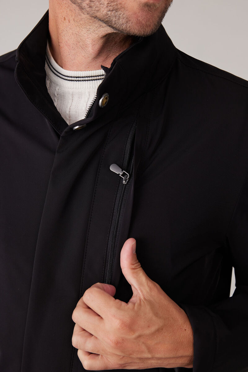 Erkek Siyah Regular Fit Dik Yaka Yazlık Mont - 11