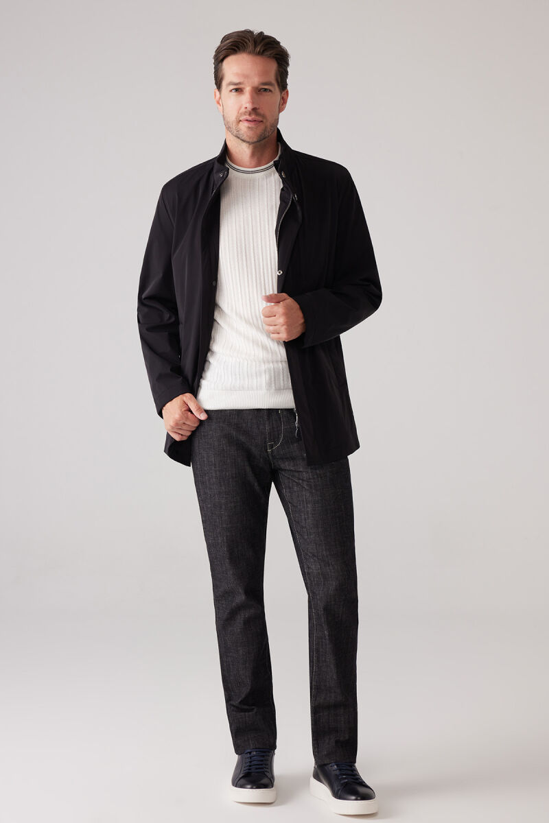 Erkek Siyah Regular Fit Dik Yaka Yazlık Mont - 2
