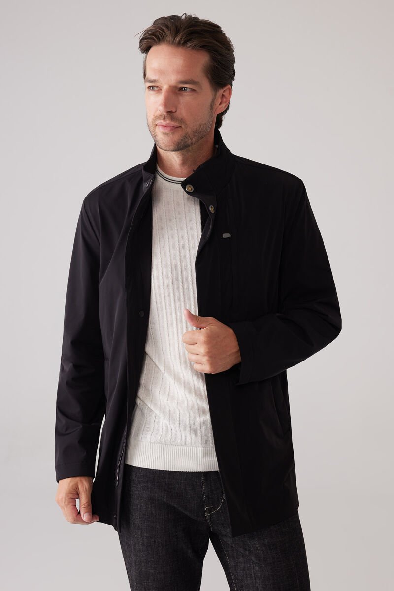 Erkek Siyah Regular Fit Dik Yaka Yazlık Mont - 6