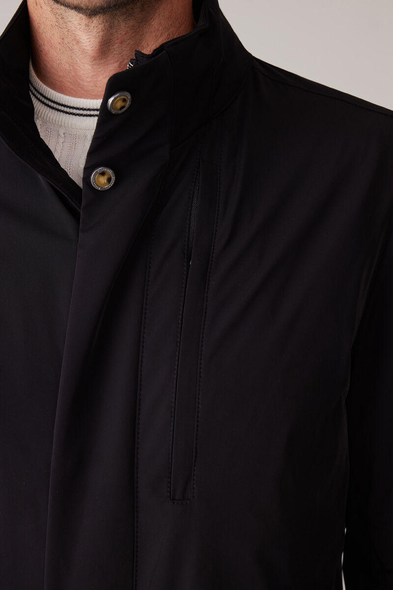 Erkek Siyah Regular Fit Dik Yaka Yazlık Mont - 9
