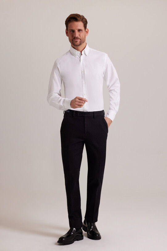 Erkek Siyah Düz Regular Fit Kot Pantolon