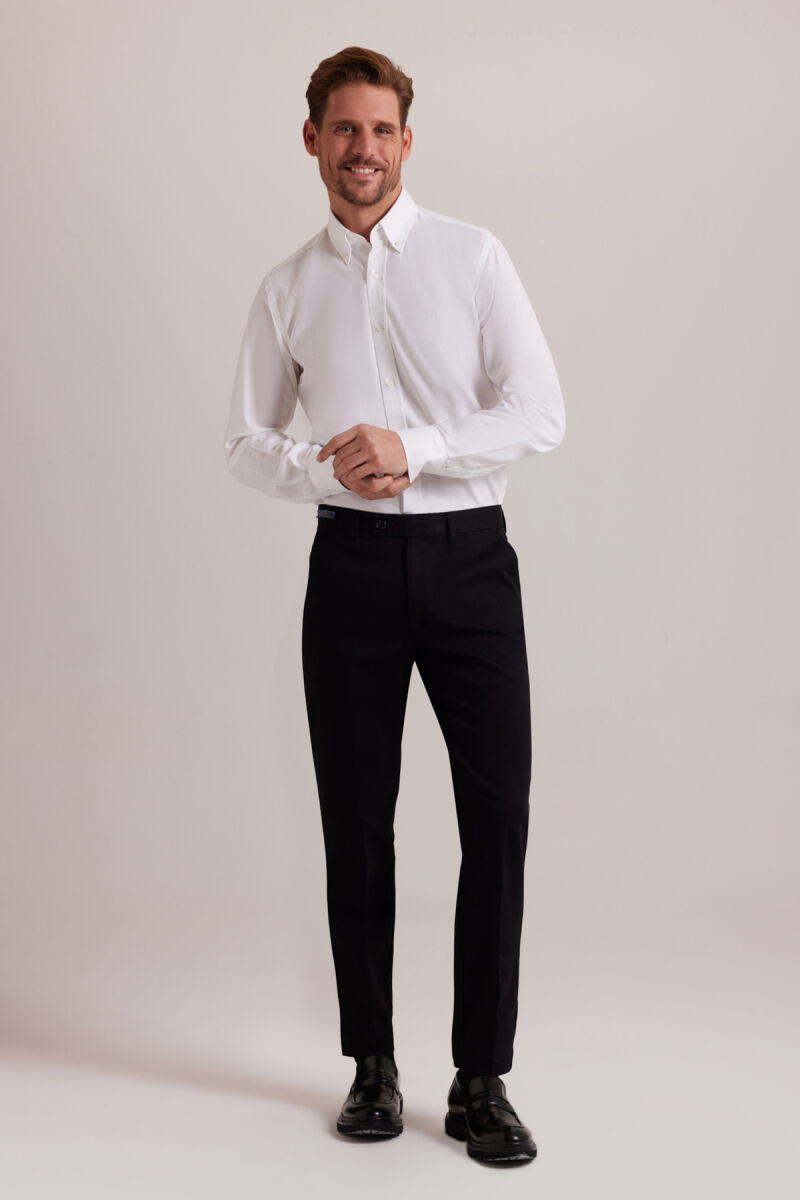 Erkek Siyah Düz Regular Fit Spor Kanvas Pantolon - 3
