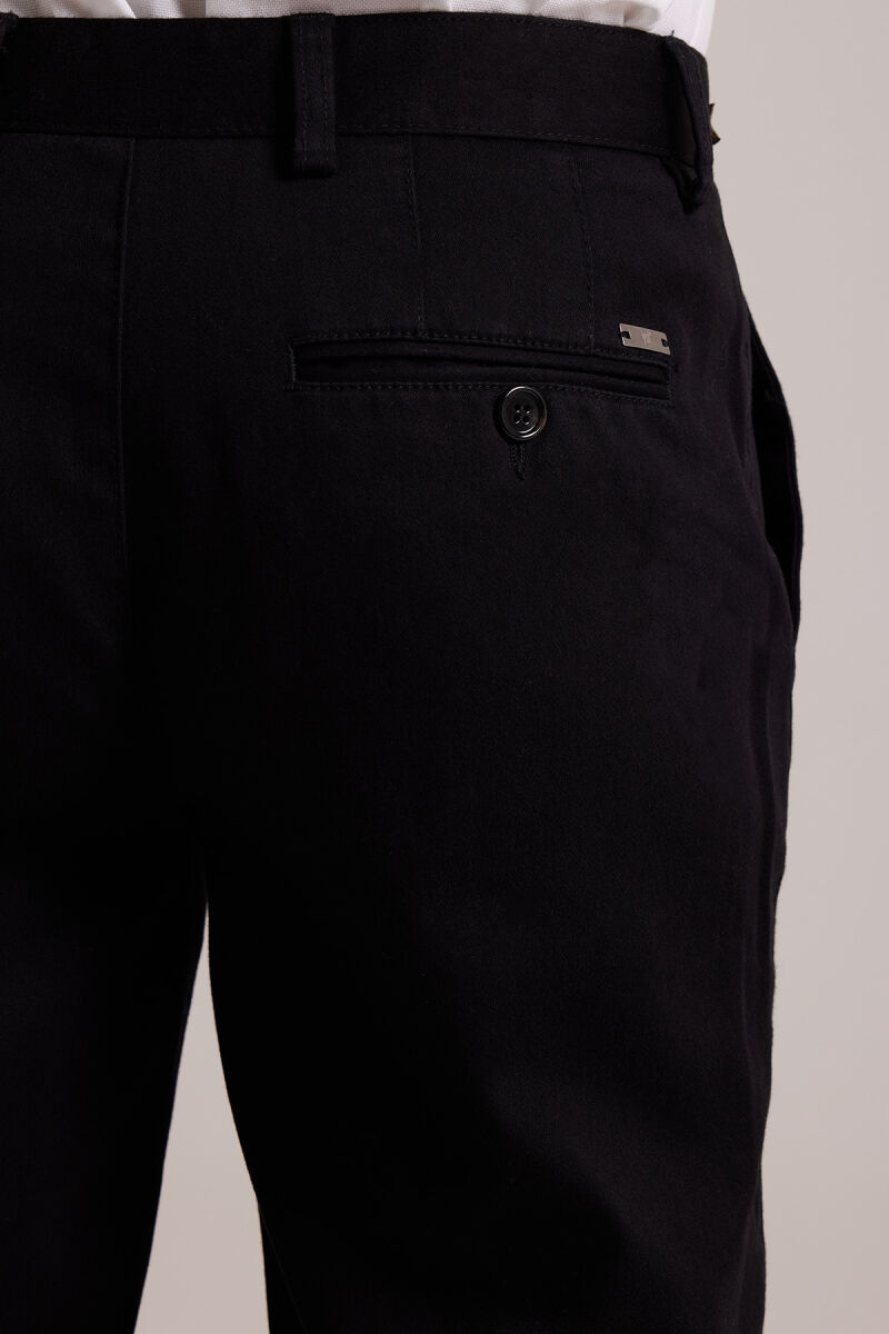 Erkek Siyah Düz Regular Fit Spor Kanvas Pantolon - 5