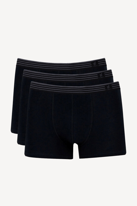 Erkek Siyah Erkek 3 lü Pamuklu Boxer - YSF