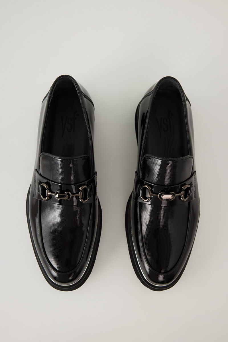 Erkek Siyah Eva Taban Tokalı Rugan Ayakkabı - 3