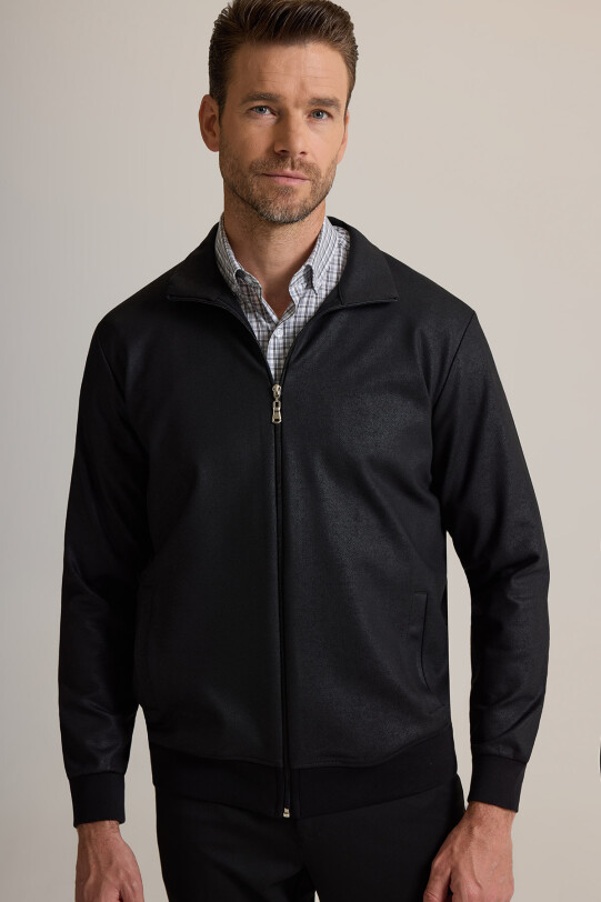 Erkek Siyah Fermuarlı Sweatshirt