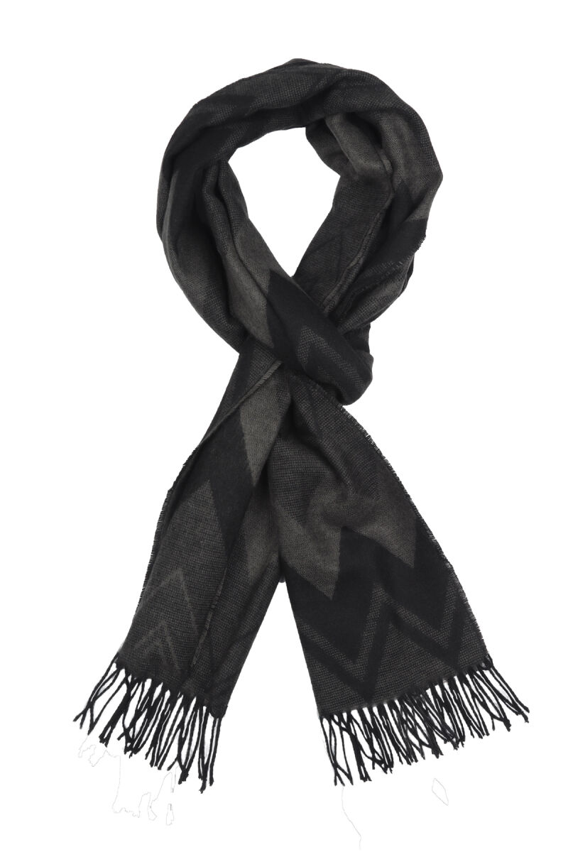 Erkek Siyah Gri Desenli Kaşkol - 2