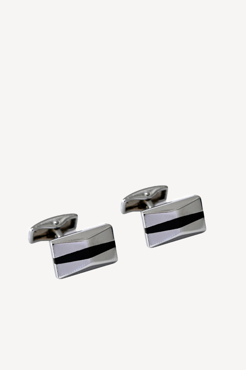 Erkek Siyah Gri Kol Düğmesi - 1