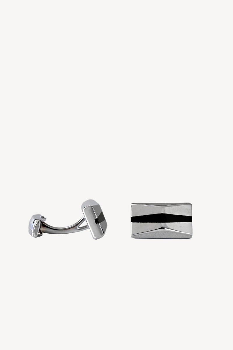 Erkek Siyah Gri Kol Düğmesi - 2