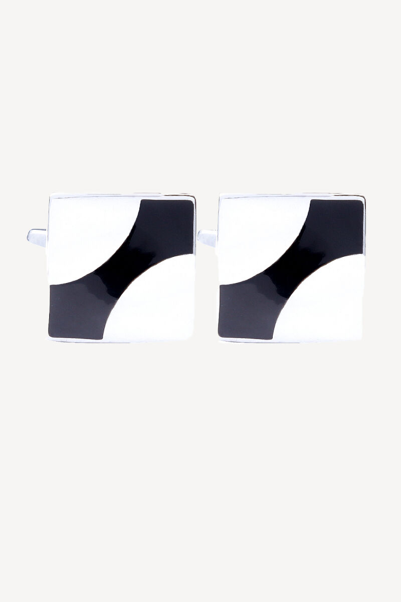 Erkek Siyah Gri Kol Düğmesi - 1