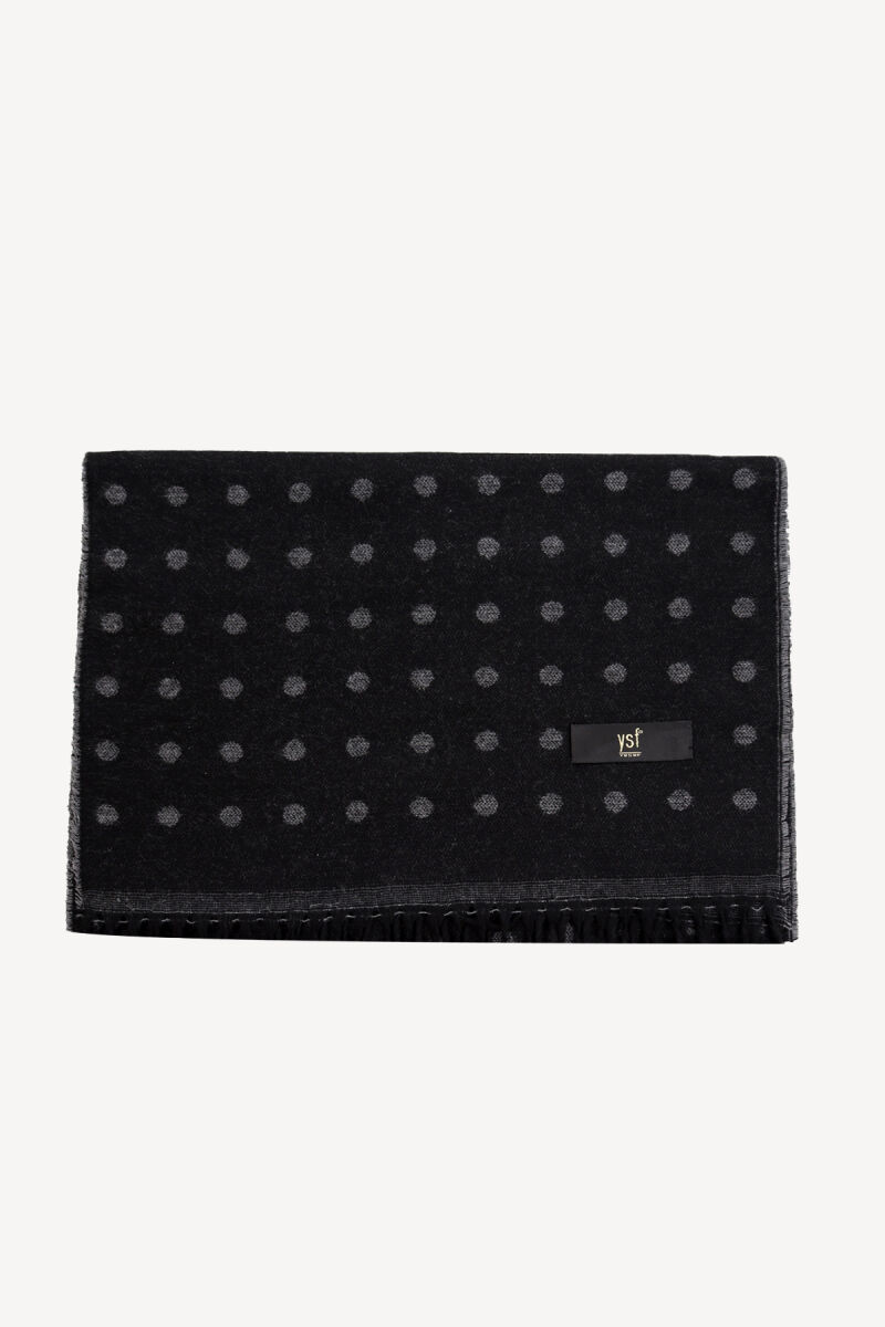 Erkek Siyah Gri Puantiye Desen Kaşkol - 1