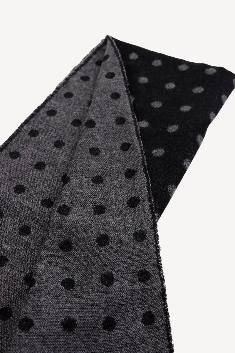 Erkek Siyah Gri Puantiye Desen Kaşkol - 2