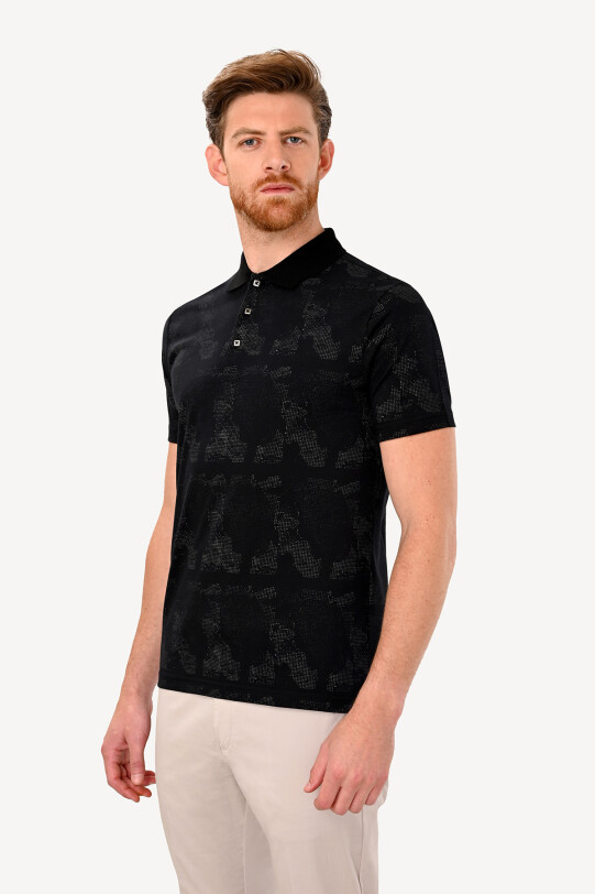 Erkek Siyah Gri T-Shirt Polo Yaka