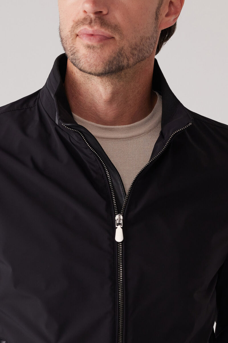 Erkek Siyah İnce Altı Lastikli Casual Yazlık Mont - 7