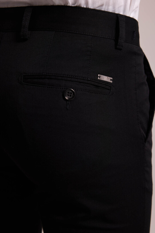 Erkek Siyah Kanvas Spor Regular Fit Pantolon