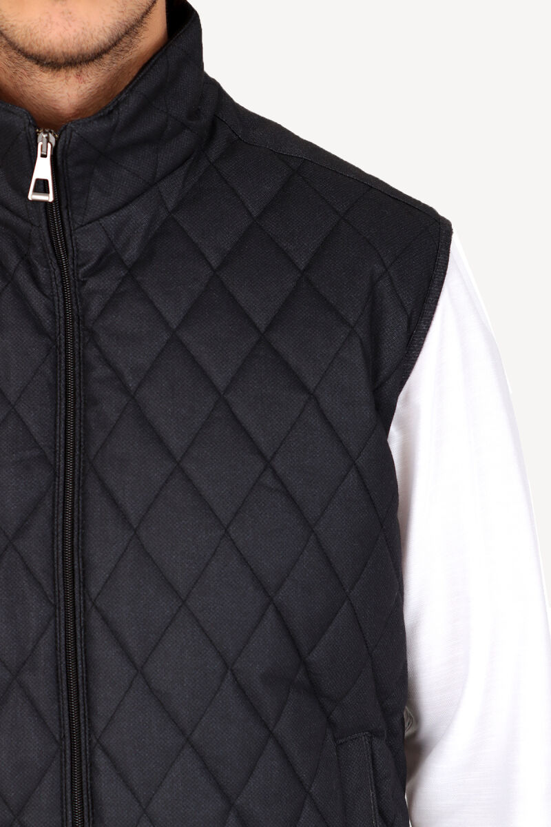 Erkek Siyah Kapitone Klasik Yelek - 3